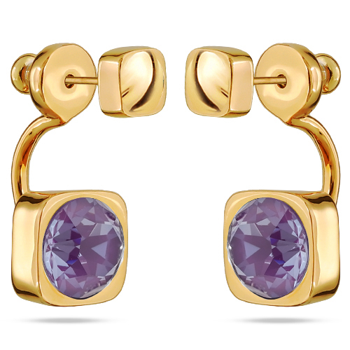 картинка Серьги Теннис (Кристалл: пурпурный 8 мм, г/п: золото) Uvelina SW00 0006G-161E ювелирный  магазин Калина являющийся официальным дистрибьютором в России 