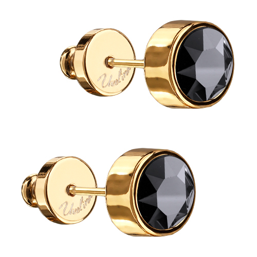 картинка Пусеты Теннис (кристаллы гематит, г/п: золото, 6мм) Uvelina SW00 0028G-027E ювелирный  магазин Калина являющийся официальным дистрибьютором в России 