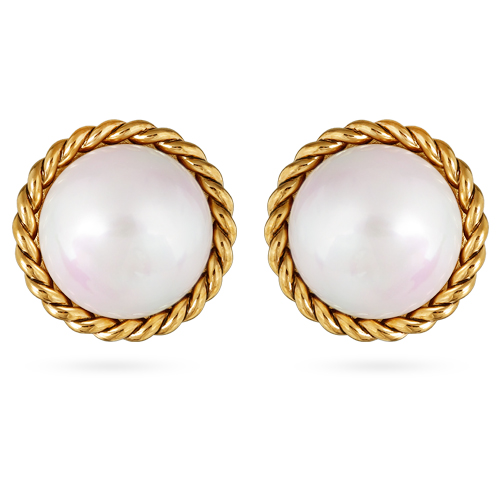 картинка Серьги old money (майорка белая 22 мм, г/п: золото) Uvelina MG05 0028G-01E ювелирный  магазин Калина являющийся официальным дистрибьютором в России 