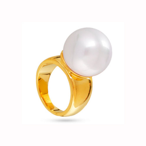 картинка Кольцо 16-17 (Майорка белая, г/п: золото) 3900 Испания MK10 0072-2b ювелирный  магазин Калина являющийся официальным дистрибьютором в России 