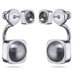 картинка Серьги Теннис (Кристалл темно-серый, жемчуг майорка, г/п: родий, 4 мм, 8 мм) Uvelina SW00 0005R-06E ювелирный  магазин Калина являющийся официальным дистрибьютором в России 