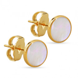картинка Пусеты Амфитрина (перламутр 10 мм , г/п: золото) MK00 0007G-00E Uvelina ювелирный  магазин Калина являющийся официальным дистрибьютором в России 