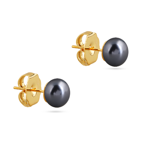 картинка Пусеты (Майорка 8 мм темно-серая, г/п: золото) Uvelina MG00 0005G-06E ювелирный  магазин Калина являющийся официальным дистрибьютором в России 