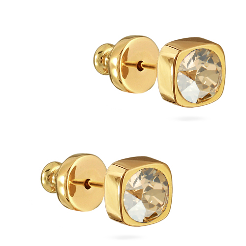 картинка Пусеты Теннис (кристаллы шампань 4мм, г/п: золото) Uvelina SW00 0001G-016E1 ювелирный  магазин Калина являющийся официальным дистрибьютором в России 