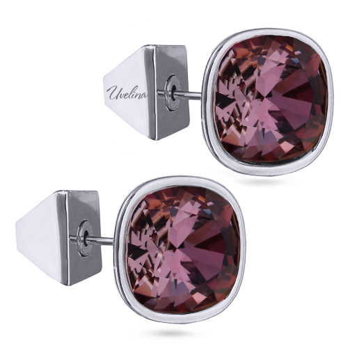 картинка Пусеты Триумф (кристаллы бургундия 10 мм, г/п: родий) SW00 0020R-008E Uvelina  ювелирный  магазин Калина являющийся официальным дистрибьютором в России 