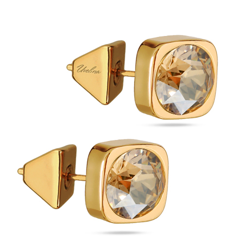 картинка Пусеты Теннис (кристаллы шампань, г/п: золото 8 мм) Uvelina SW00 0010G-016E1 ювелирный  магазин Калина являющийся официальным дистрибьютором в России 