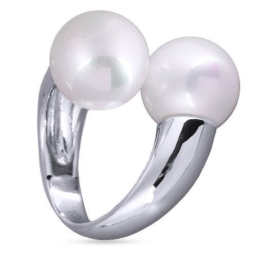 картинка Кольцо Дуэт (Майорка 14 мм, белая, г/п: родий) Uvelina MG01 0027R-01R-8 ювелирный  магазин Калина являющийся официальным дистрибьютором в России 