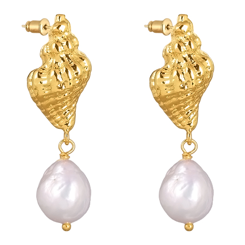 картинка Серьги Ракушка (Жемчуг, г/п: золото) QD12 0013 Uvelina ювелирный  магазин Калина являющийся официальным дистрибьютором в России 