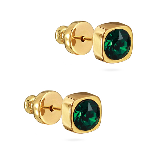 картинка Пусеты Теннис (кристалл зеленый 4мм, г/п: золото) Uvelina SW00 0001G-205E1 ювелирный  магазин Калина являющийся официальным дистрибьютором в России 