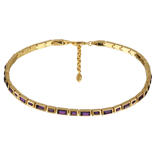 картинка Колье Богемия (кристаллы темный аметист, г/п: золото, 37-42 см) Uvelina SW00 0045G-204N ювелирный  магазин Калина являющийся официальным дистрибьютором в России 