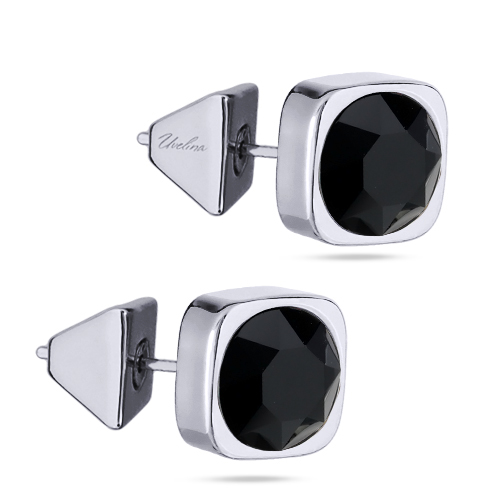 картинка Пусеты Теннис (кристаллы черные, г/п: родий 8 мм) Uvelina SW00 0010R-280E1 ювелирный  магазин Калина являющийся официальным дистрибьютором в России 