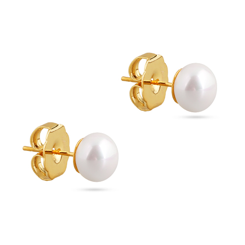 картинка Пусеты (Майорка, белая, 8мм, г/п: золото) MG00 0005G-01E Uvelina ювелирный  магазин Калина являющийся официальным дистрибьютором в России 