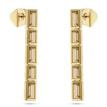 картинка Серьги Богемия (кристаллы шампань, г/п: золото, 4,5 см) Uvelina SW00 0045G-016E1 ювелирный  магазин Калина являющийся официальным дистрибьютором в России 