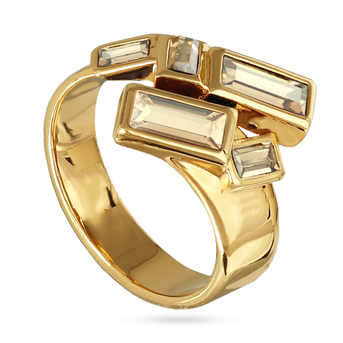 картинка Кольцо Богемия (кристаллы шампань, г/п: золото, р. 19) Uvelina SW00 0045G-016R-9 ювелирный  магазин Калина являющийся официальным дистрибьютором в России 