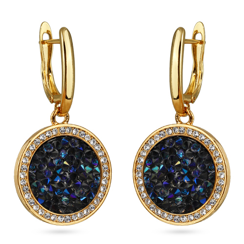 картинка Серьги Галактика (кристаллы синие, г/п: золото) Uvelina SW00 0060G-207E ювелирный  магазин Калина являющийся официальным дистрибьютором в России 