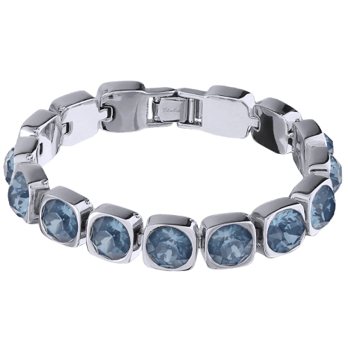 картинка Браслет Теннис (кристаллы байкальский лед 8 мм, г/п: родий, 17-19 см) Uvelina SW00 0010R-166B ювелирный  магазин Калина являющийся официальным дистрибьютором в России 