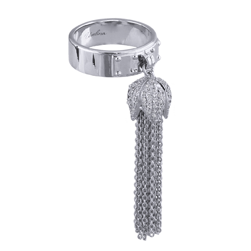 картинка Кольцо Тюльпан (фианит белый, г/п: родий, р.19) Uvelina NR73 0205R-51R ювелирный  магазин Калина являющийся официальным дистрибьютором в России 