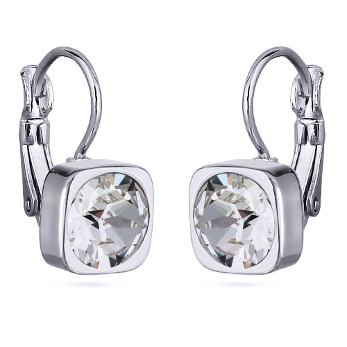 картинка Серьги Теннис (кристаллы белые, г/п: родий 8 мм) Uvelina SW00 0010R-001E ювелирный  магазин Калина являющийся официальным дистрибьютором в России 