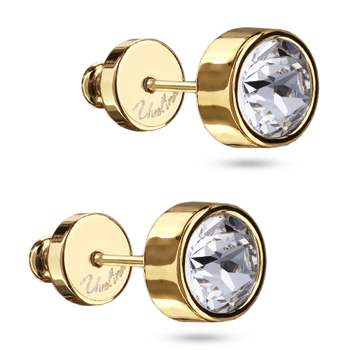 картинка Пусеты Теннис (кристаллы белые, г/п: золото, 6мм) Uvelina SW00 0028G-001E ювелирный  магазин Калина являющийся официальным дистрибьютором в России 