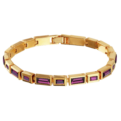 картинка Браслет Богемия (кристаллы темный аметист, г/п: золото 17-20 см) Uvelina SW00 0045G-204B1 ювелирный  магазин Калина являющийся официальным дистрибьютором в России 