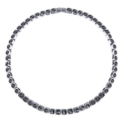 картинка Колье Теннис (кристаллы темно-серые, г/п: родий 4 мм, 36-39 см) Uvelina SW00 0001R-014N ювелирный  магазин Калина являющийся официальным дистрибьютором в России 