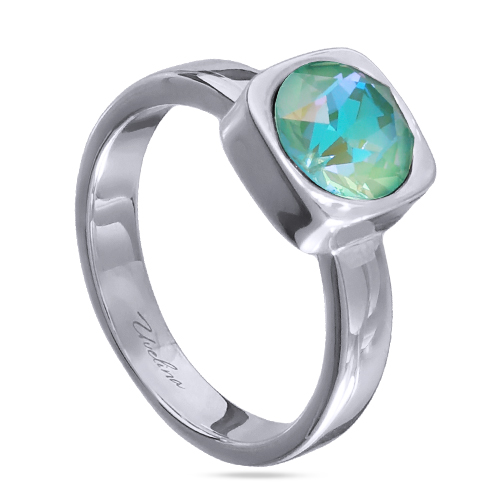 картинка Кольцо Теннис (Кристалл мятный 8 мм, г/п: родий, р.17.5) Uvelina SW00 0010R-147R-7 ювелирный  магазин Калина являющийся официальным дистрибьютором в России 