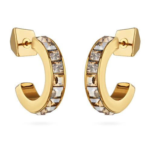 картинка Серьги Квадро (кристаллы шампань, г/п: золото) Uvelina SW00 0055G-016E ювелирный  магазин Калина являющийся официальным дистрибьютором в России 