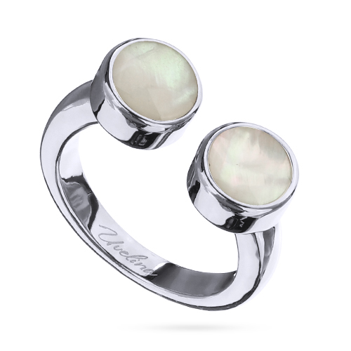 картинка Кольцо 19 (перламутр,6 мм г/п: родий) 4100 Испания Uvelina MG05 0005R-26R1-9 ювелирный  магазин Калина являющийся официальным дистрибьютором в России 