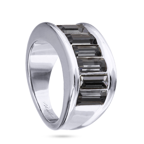 картинка Кольцо Богемия (кристаллы темно-серые, г/п: родий, р.17) Uvelina SW00 0041R-014R-7 ювелирный  магазин Калина являющийся официальным дистрибьютором в России 