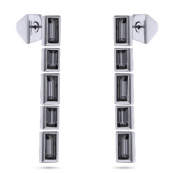 картинка Серьги Богемия (кристаллы темно-серые, г/п: родий, 4.5 см) Uvelina SW00 0045R-014E1 ювелирный  магазин Калина являющийся официальным дистрибьютором в России 