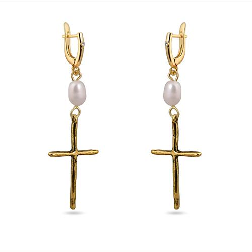 картинка Серьги (перламутр белый, г/п: золото) 2500 UVELINA QD12 0117a ювелирный  магазин Калина являющийся официальным дистрибьютором в России 