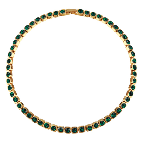 картинка Колье Теннис (кристаллы зеленые 4 мм, г/п: золото 36-39 см) Uvelina SW00 0001G-205N ювелирный  магазин Калина являющийся официальным дистрибьютором в России 