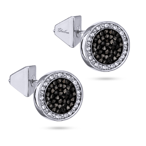 картинка Пусеты Галактика (Кристаллы темно-серые, г/п: родий) Uvelina SW00 0060R-014E1 ювелирный  магазин Калина являющийся официальным дистрибьютором в России 