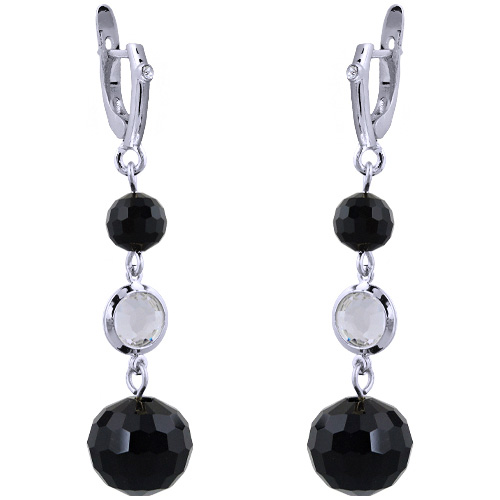 картинка Серьги Агат, кристаллы Sw, г/п: родий 3100 Китай GR11 0014-1 Uvelina ювелирный  магазин Калина являющийся официальным дистрибьютором в России 