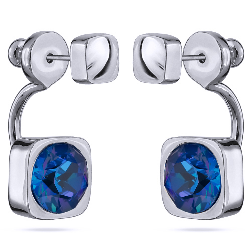 картинка Серьги Теннис (кристаллы королевский синий, г/п: родий 8 мм) Uvelina SW00 0006R-110E ювелирный  магазин Калина являющийся официальным дистрибьютором в России 