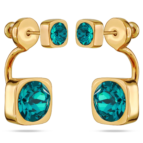 картинка Серьги Теннис (Кристаллы изумрудные, 4мм, 8 мм, г/п: золото) Uvelina SW00 0004G-229E ювелирный  магазин Калина являющийся официальным дистрибьютором в России 