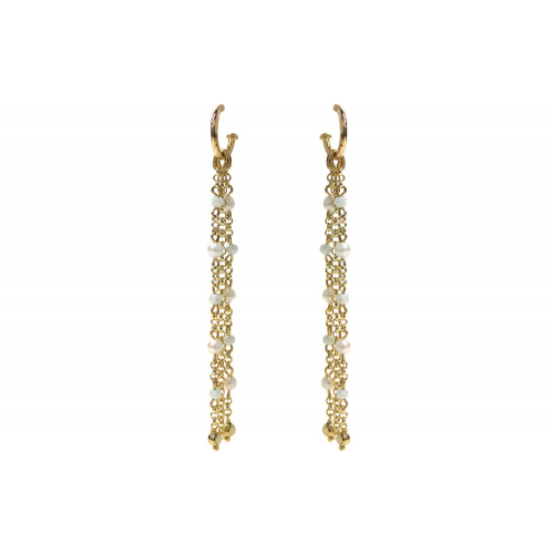 картинка Серьги (Майорка, стекло - голубой г/п: золото 9,4 см) Испания Madreperla 020 02 058 ювелирный  магазин Калина являющийся официальным дистрибьютором в России 