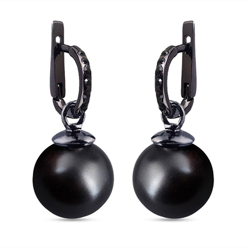 картинка Серьги (Майорка, черный матовый, г/п: родий) Uvelina MK11 0014-11a ювелирный  магазин Калина являющийся официальным дистрибьютором в России 