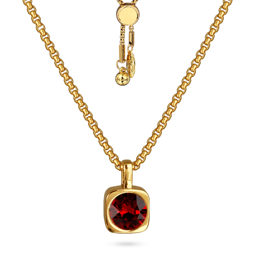 картинка Кулон Теннис (кристаллы красные, г/п: золото 8 мм,70 см длина регулируется) Uvelina SW00 0010G-276P1 ювелирный  магазин Калина являющийся официальным дистрибьютором в России 
