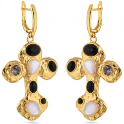 картинка Серьги (австрийские кристаллы, перламутр, г/п: золото) KG00 0040G-014E ювелирный  магазин Калина являющийся официальным дистрибьютором в России 