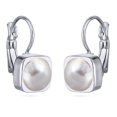 картинка Серьги Теннис (Майорка белая, 8мм, г/п: родий ) SW00 0011R-01E Uvelina ювелирный  магазин Калина являющийся официальным дистрибьютором в России 