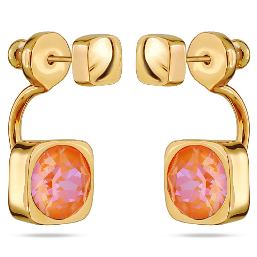 картинка Серьги Теннис (кристаллы оранжевые, г/п: золото 8 мм) Uvelina SW00 0006G-146E ювелирный  магазин Калина являющийся официальным дистрибьютором в России 