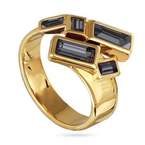 картинка Кольцо Богемия (кристаллы темно-серые, г/п: золото, 19 р) Uvelina SW00 0045G-014R-9 ювелирный  магазин Калина являющийся официальным дистрибьютором в России 