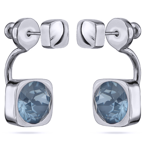 картинка Серьги Теннис (кристаллы байкальский лед, г/п: родий 8 мм) Uvelina SW00 0006R-166E ювелирный  магазин Калина являющийся официальным дистрибьютором в России 