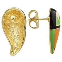 Серьги Тукан (эмаль голубая,зеленая,оранж,черная, 2,5х1,3 см, 1.5 гр.) EX00 0030GM-00E Uvelina