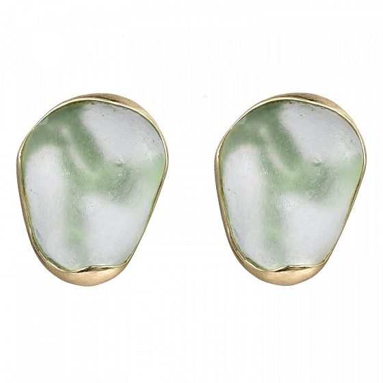 картинка Серьги (ювелирная смола зеленая, г/п: золото, 3,1х2,3 см, 16 гр.) Греция Kalliope 002 02 054 ювелирный  магазин Калина являющийся официальным дистрибьютором в России 