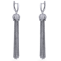 Серьги Тюльпан (белый фианит, г/п: родий) Uvelina NR73 0205R-51E