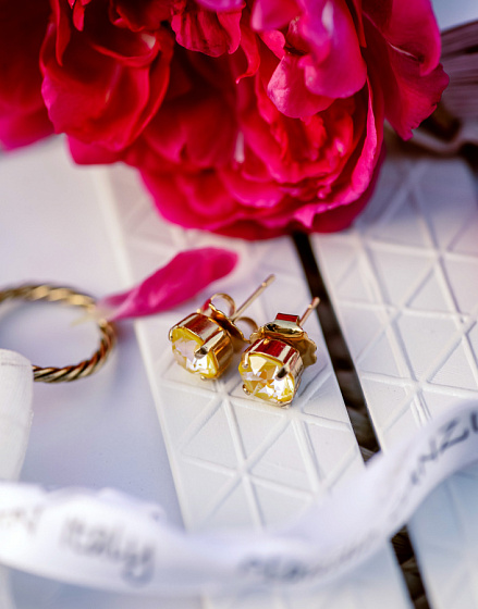 картинка Пусеты (кристалл желтый хамелеон) Италия  Claudio Canzian 002 02 325 ювелирный  магазин Калина являющийся официальным дистрибьютором в России 