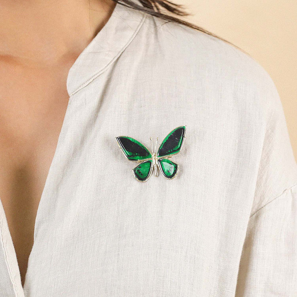 Брошь Mariposa ( перламутр,г/п: золото) 10-23909 Франция Nature Bijjoux 