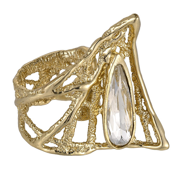 Кольцо (кристаллы прозрачные, г/п: золото, 3,5х2,5 см регулируется) Греция Kalliope 022 01 077